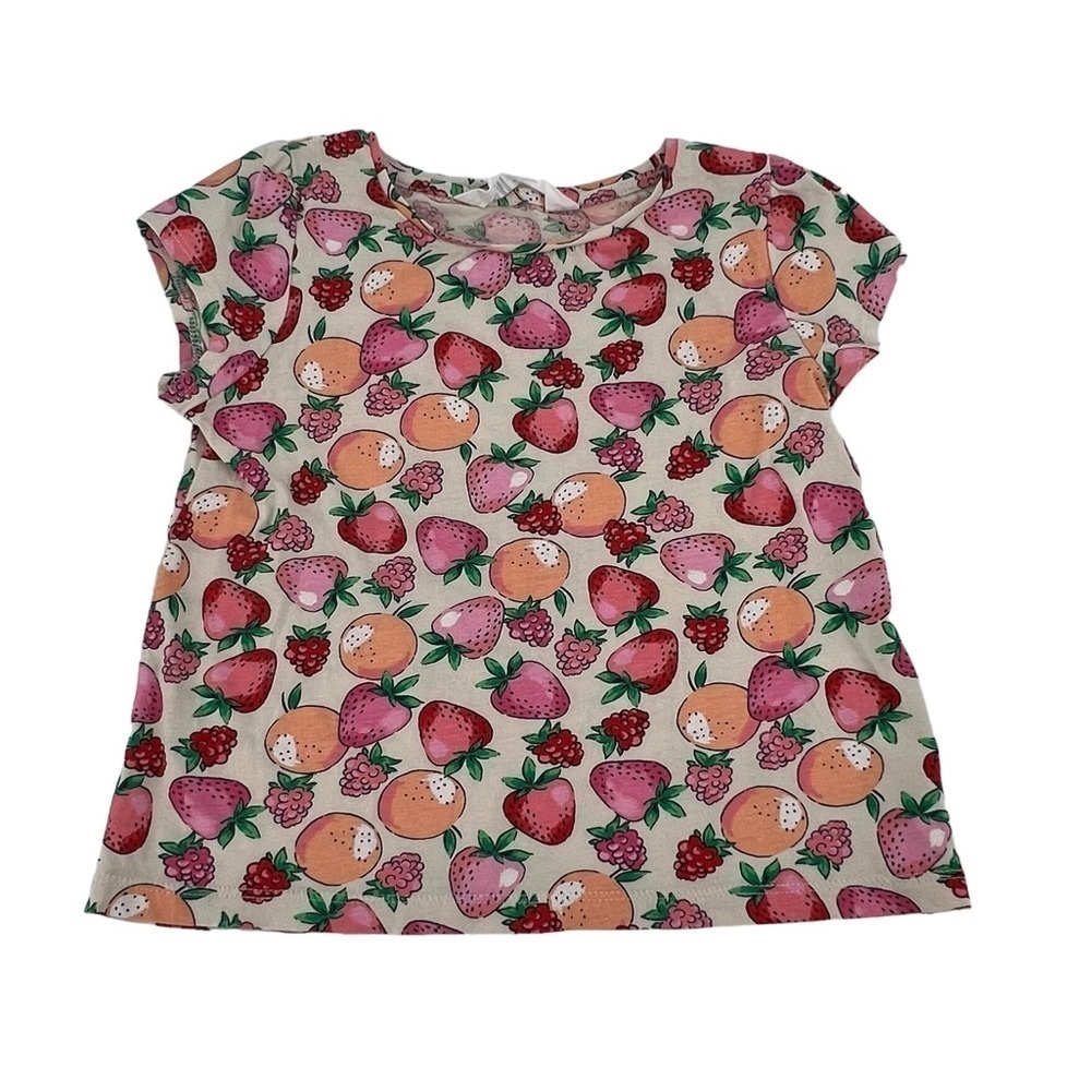 H&M Short Sleeve Strawberry Raspberry Peach Shirt Size 5/6 Toddler Girl’s